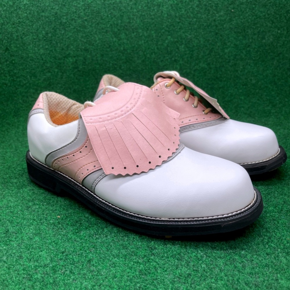 Top Flite Golf Shoes White Pink Saddle Oxford Cleats Women's 7.5